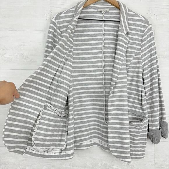 Stitch Fitch Skies‎ Are Blue Blazer Jacket XXL Striped Gray Open Front Pockets - Picture 5 of 14